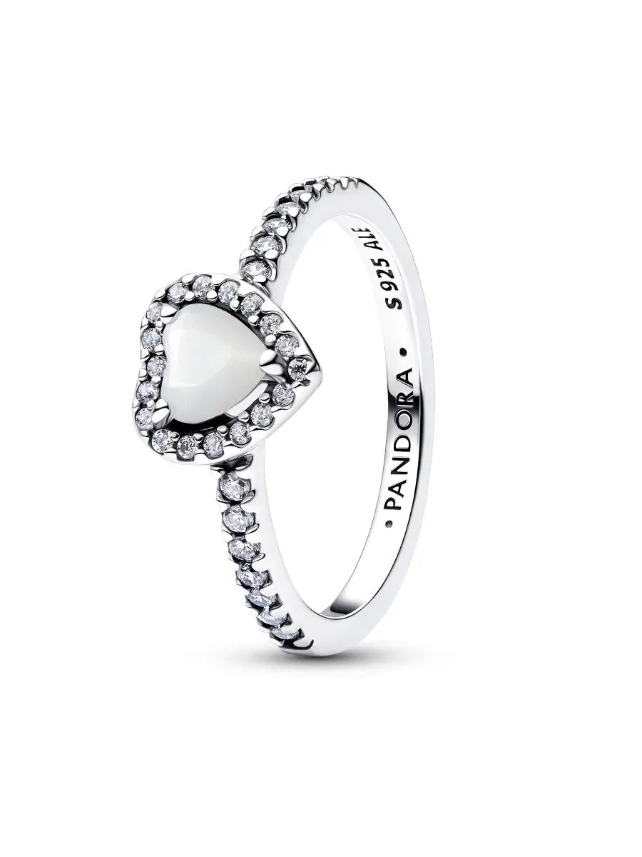 Кольцо с сердцем из страз Princess Colored Pandora — изображение 1 из 3, оттенок белый/серебристый