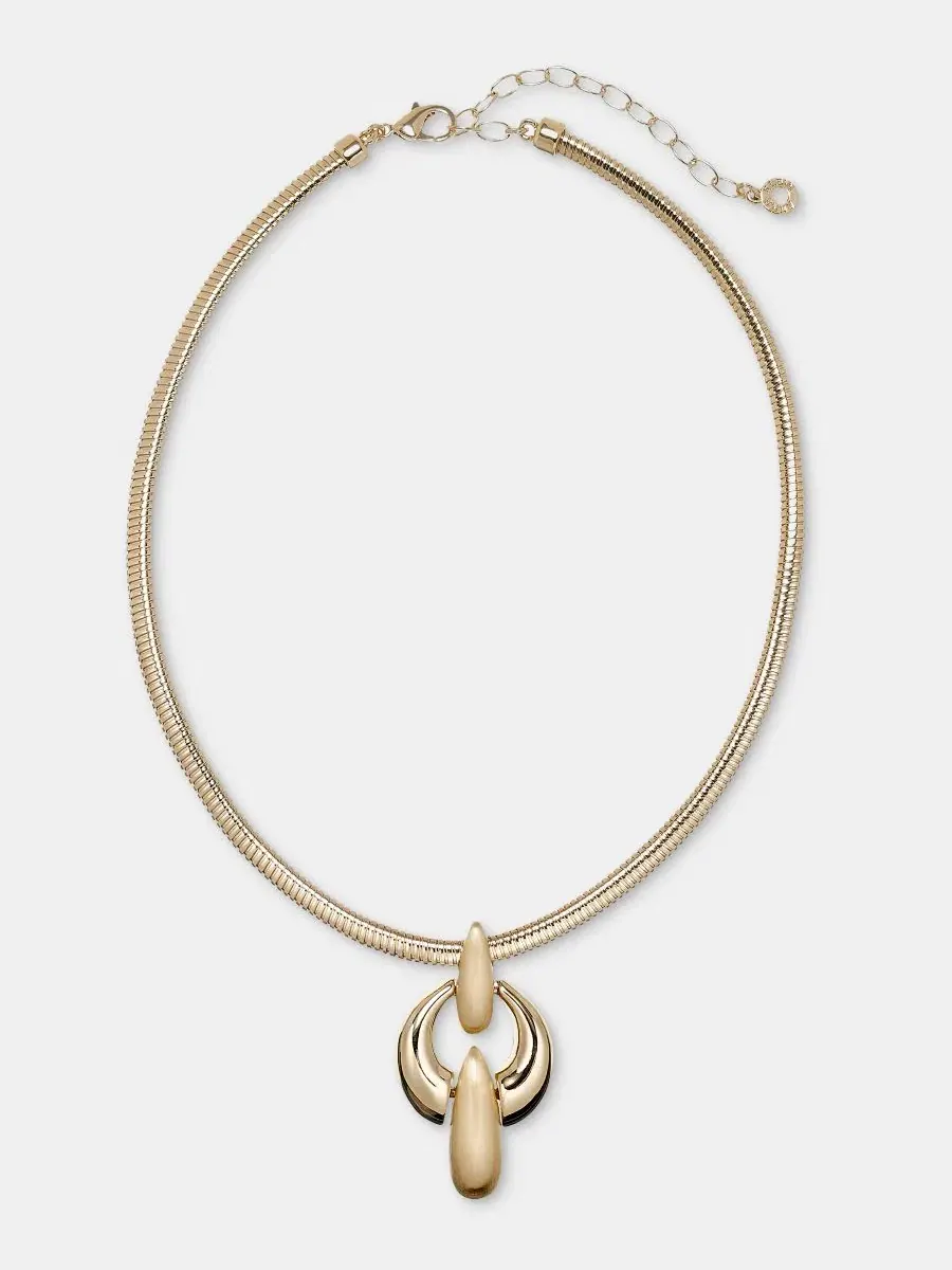 Колье с объемным звеном-подвеской Anne Klein — изображение 1 из 5, оттенок золото