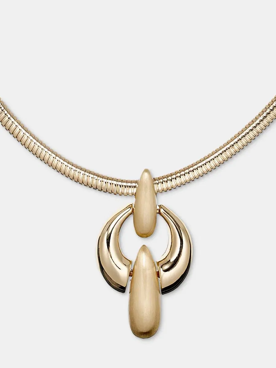 Колье с объемным звеном-подвеской Anne Klein — изображение 2 из 5, оттенок золото