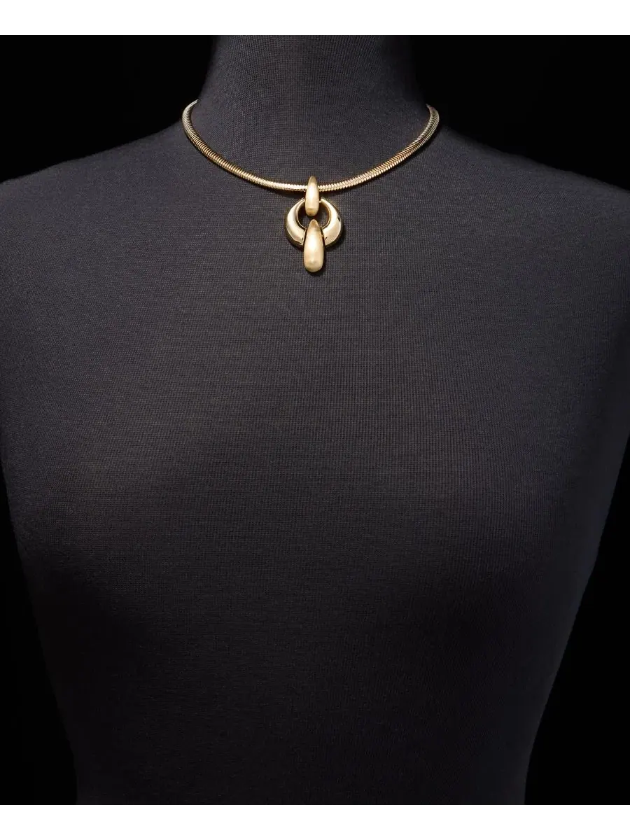 Колье с объемным звеном-подвеской Anne Klein — изображение 3 из 5, оттенок золото