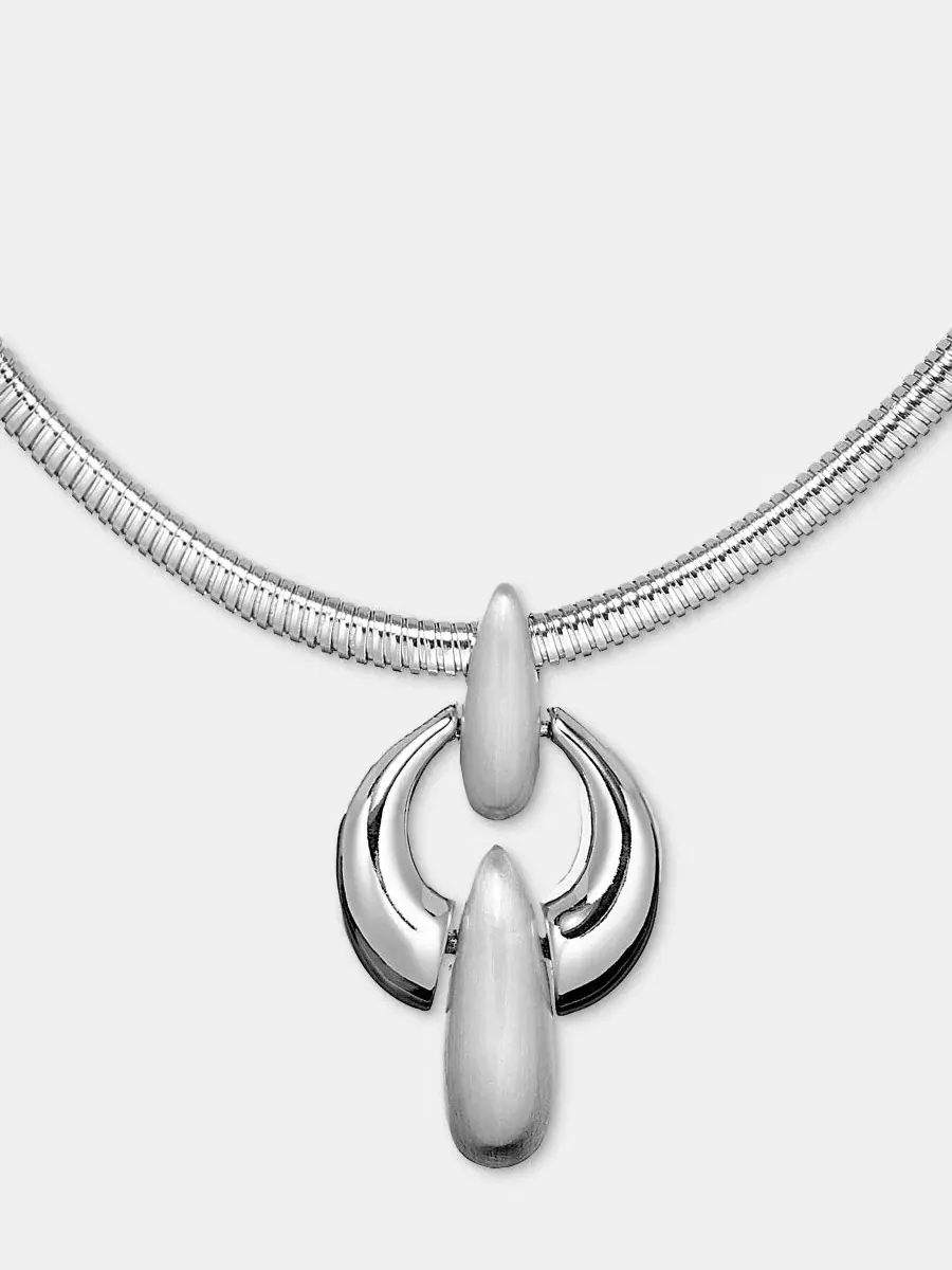 Колье с объемным звеном-подвеской Anne Klein — изображение 2 из 5, оттенок серебряный