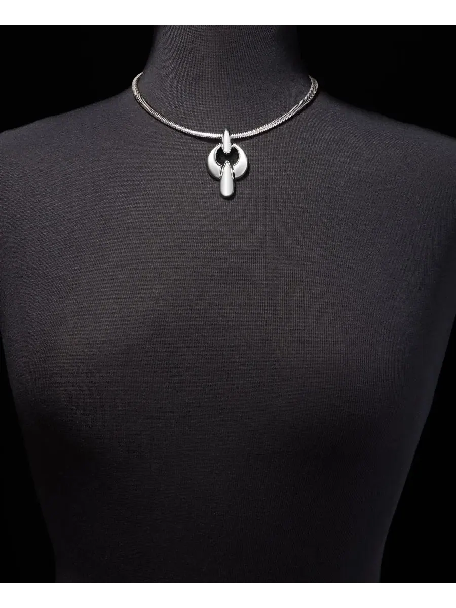 Колье с объемным звеном-подвеской Anne Klein — изображение 3 из 5, оттенок серебряный