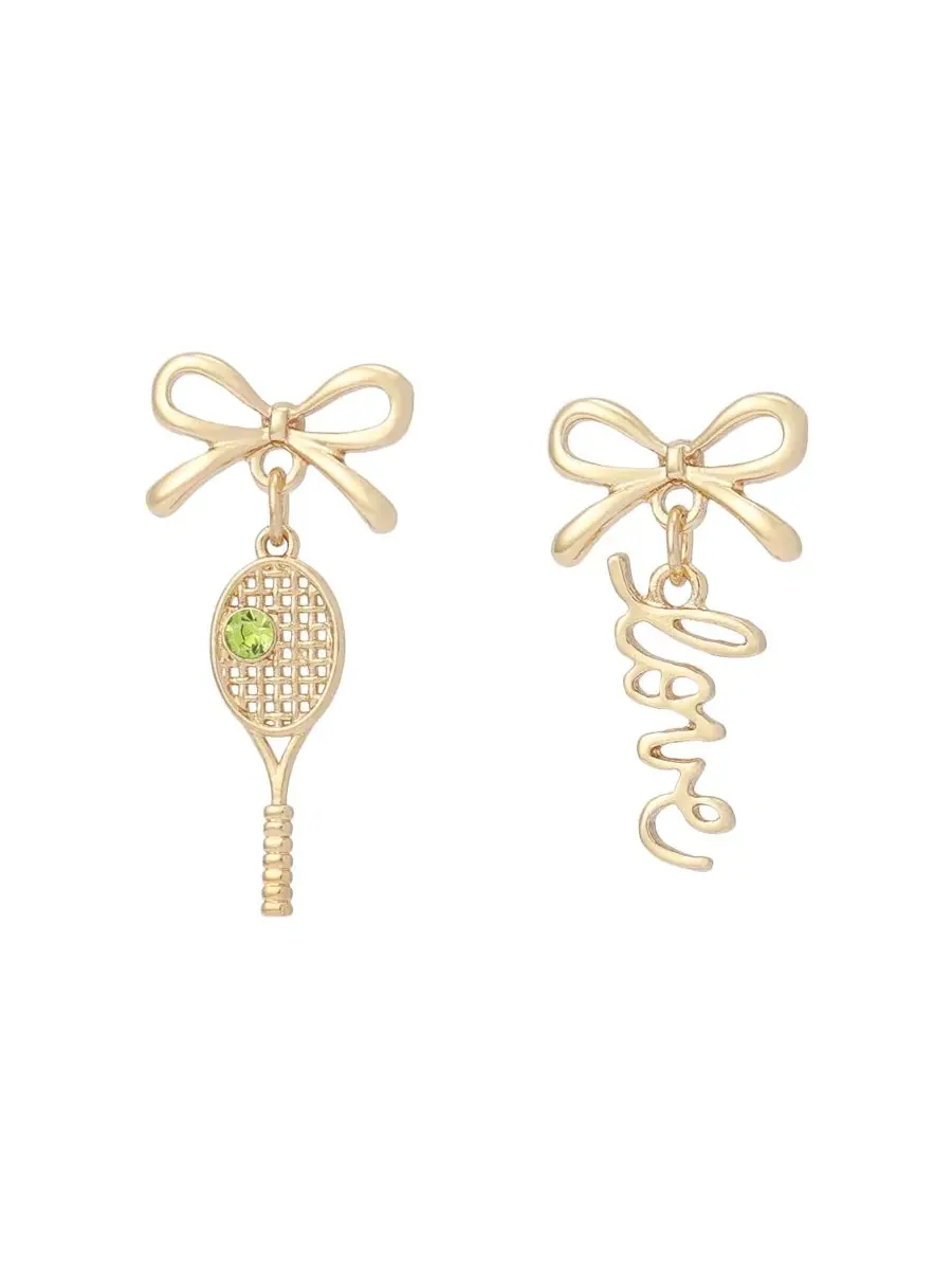 Серьги-пусеты с подвеской в виде ракетки и кулона-сердечка Betsey Johnson — изображение 1 из 4, оттенок зеленый