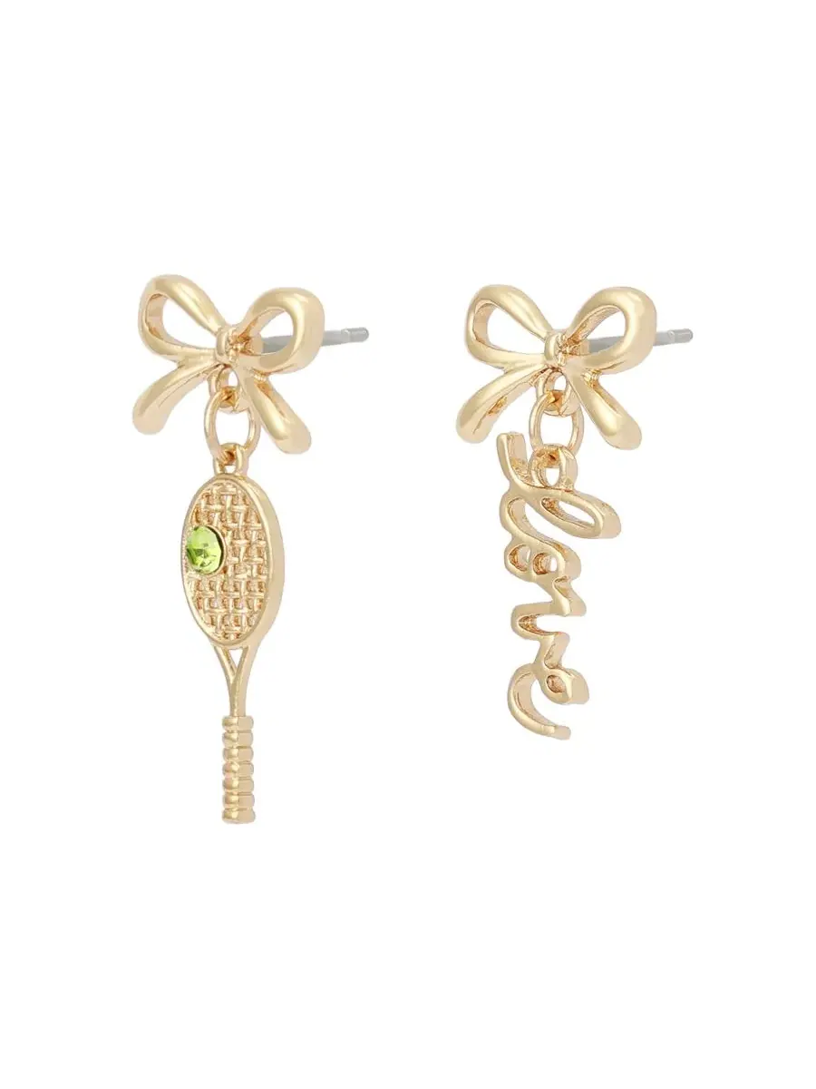 Серьги-пусеты с подвеской в виде ракетки и кулона-сердечка Betsey Johnson — изображение 2 из 4, оттенок зеленый
