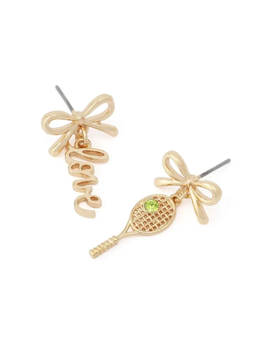 Серьги-пусеты с подвеской в виде ракетки и кулона-сердечка Betsey Johnson — изображение 3 из 4, оттенок зеленый