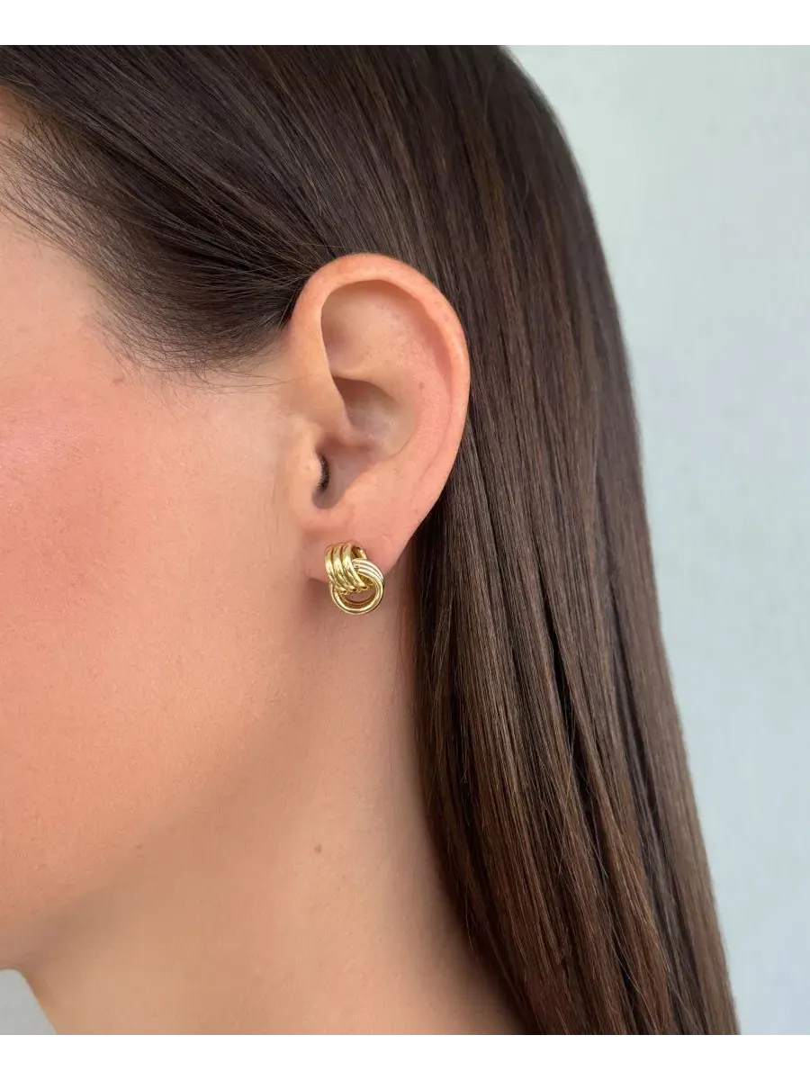 Серьги-гвоздики с винтажным дизайном Maeve Vintage ADORNIA — изображение 3 из 3, оттенок золото