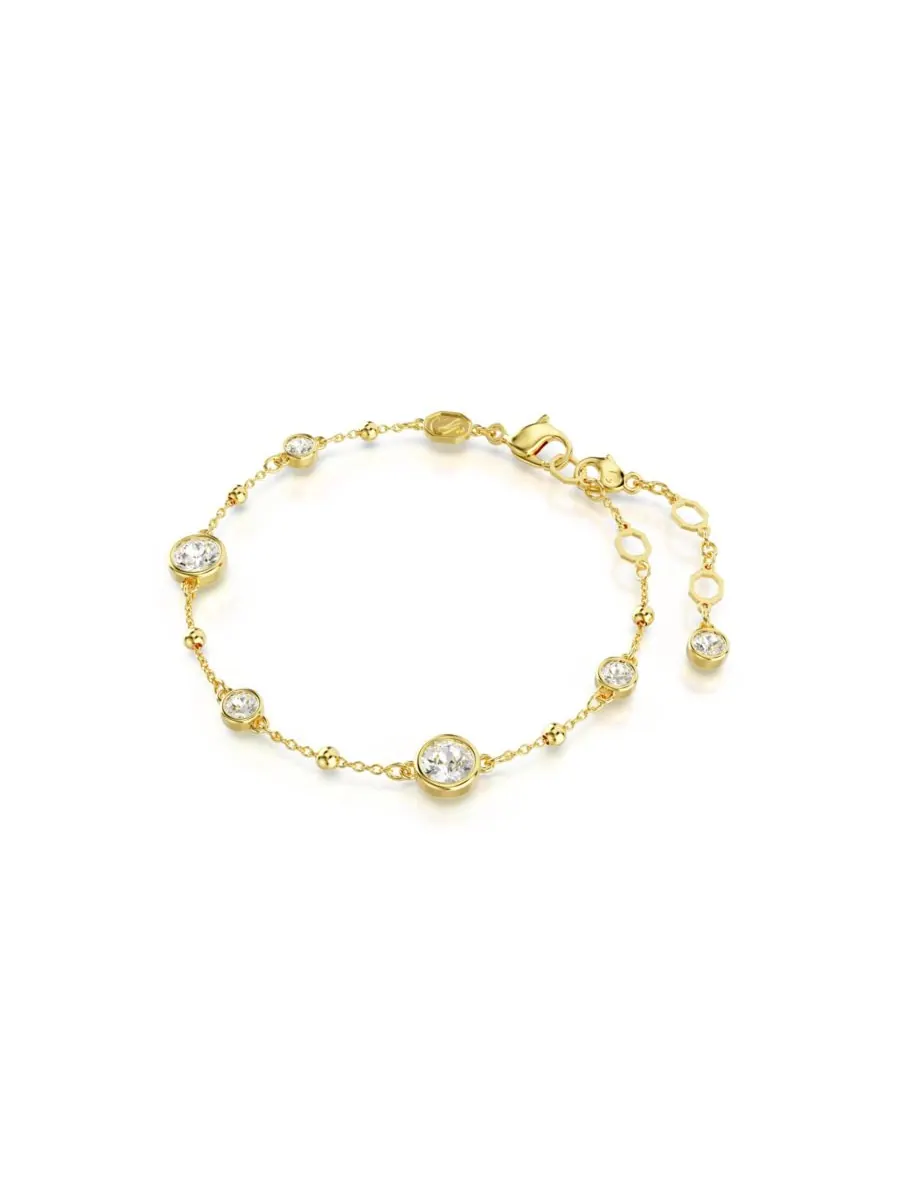 Браслет из белого янтаря с круглыми гранями и золотистым покрытием Swarovski — изображение 4 из 4, оттенок золото