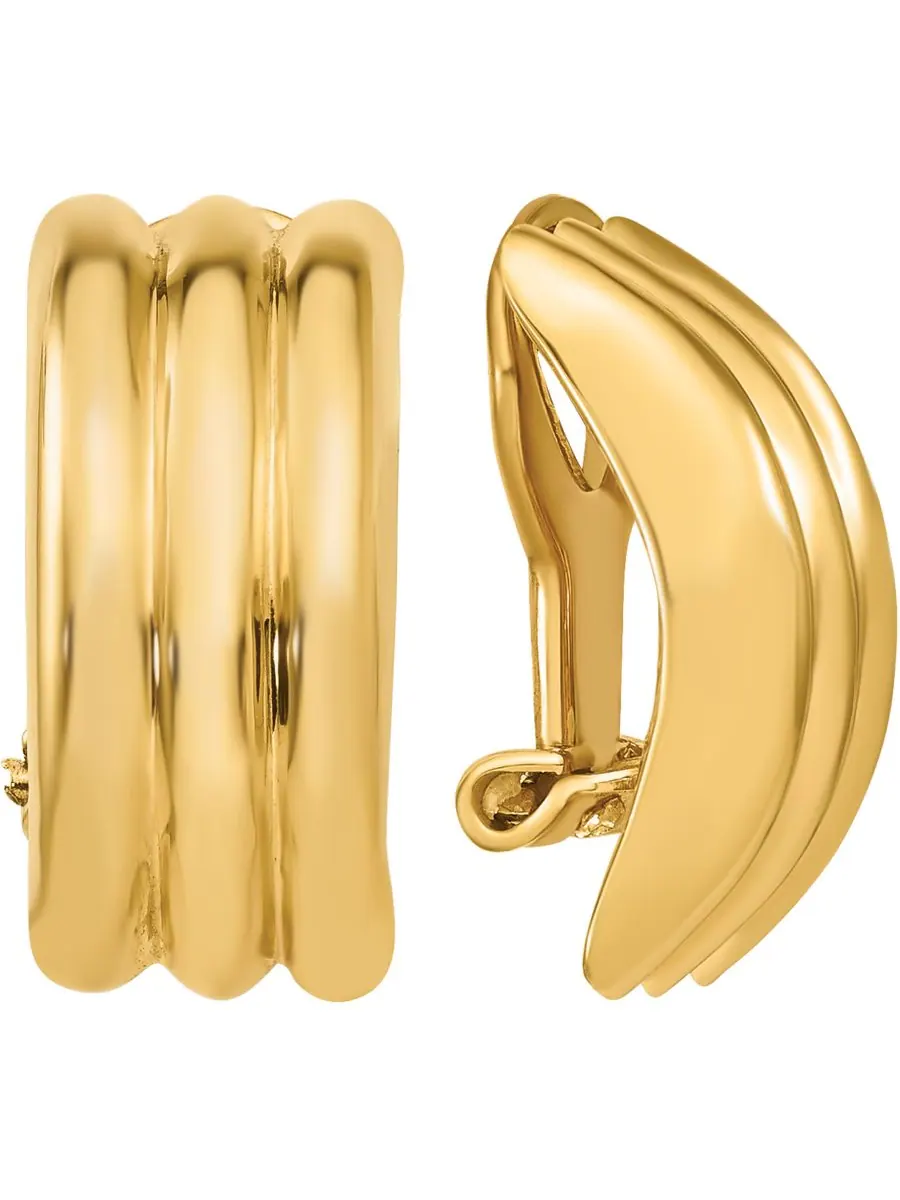 Серьги-клипсы Ridge Textured Half Hoop в оправе из 14-каратного золота или 14-каратного белого — изображение 1 из 3