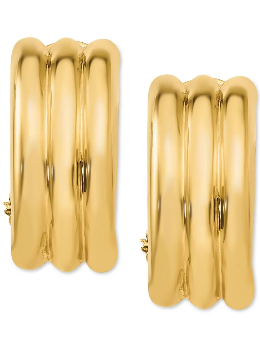 Серьги-клипсы Ridge Textured Half Hoop в оправе из 14-каратного золота или 14-каратного белого — изображение 3 из 3