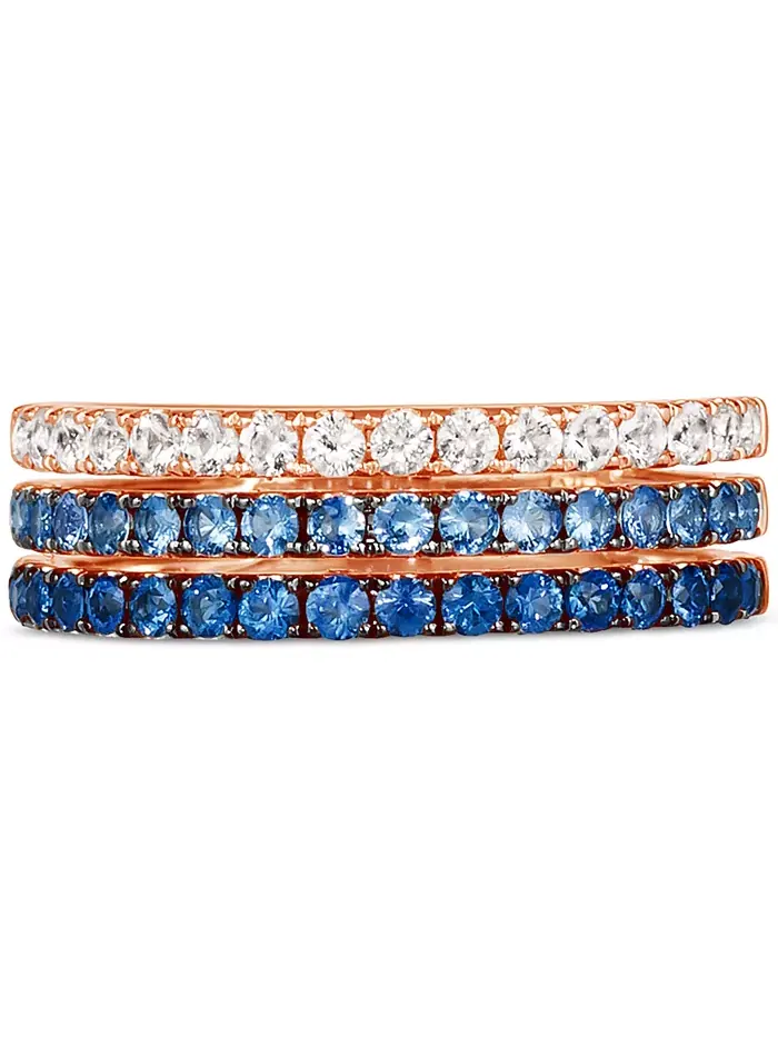 Кольцо с сапфиром Denim Ombré (9/10 карата) из 14-каратного белого — изображение 2 из 8, оттенок розовый золотистый