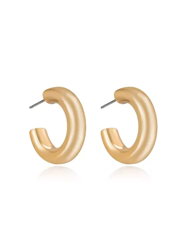 Маленькие толстые классические серьги-кольца Ettika — изображение 2 из 4, оттенок золото