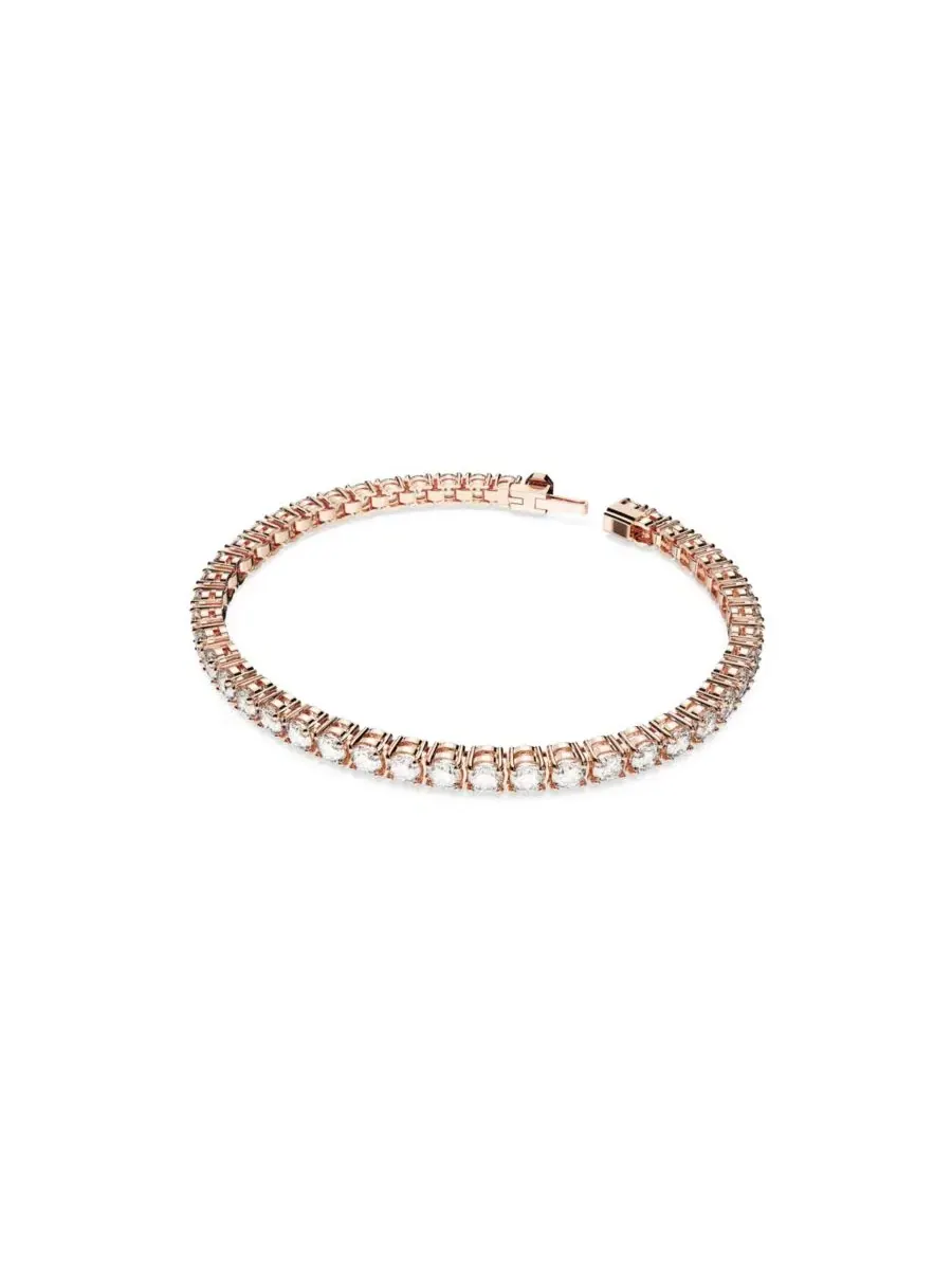 Браслет с кристаллами, модель Crystal Round Cut Matrix Tennis Swarovski — изображение 4 из 4, оттенок розовый золотистый