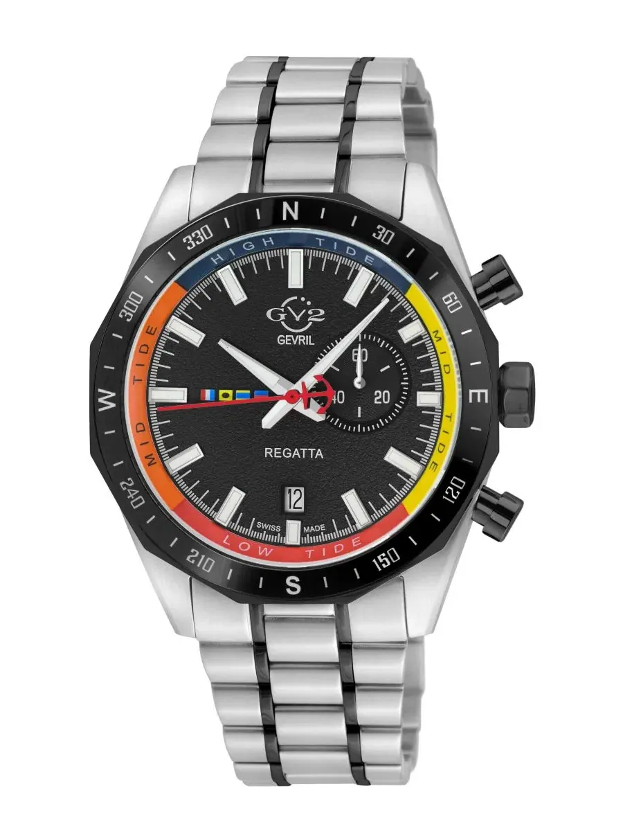 Мужские часы Regatta Swiss Quartz Two toned SS IP Bracelet Watch GV2 by Gevril