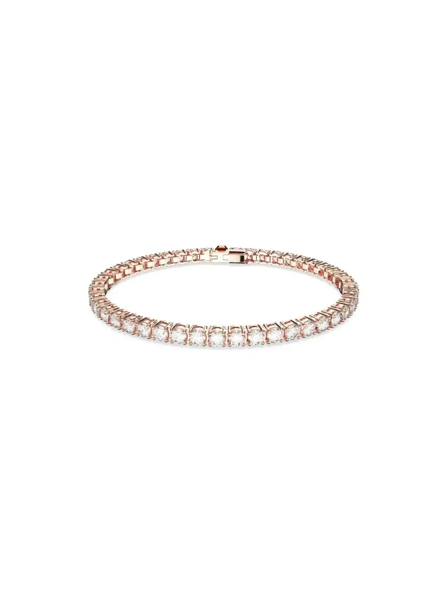 Браслет Swarovski Crystal Round Cut Matrix Tennis — изображение 1 из 4, оттенок розовый золотистый