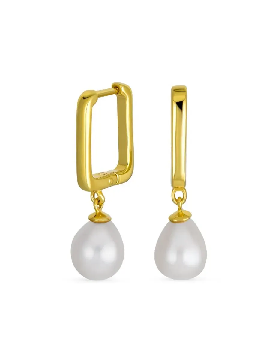 Серьги-подвески из жемчуга с позолотой Bling Jewelry — изображение 1 из 4, оттенок золотистый