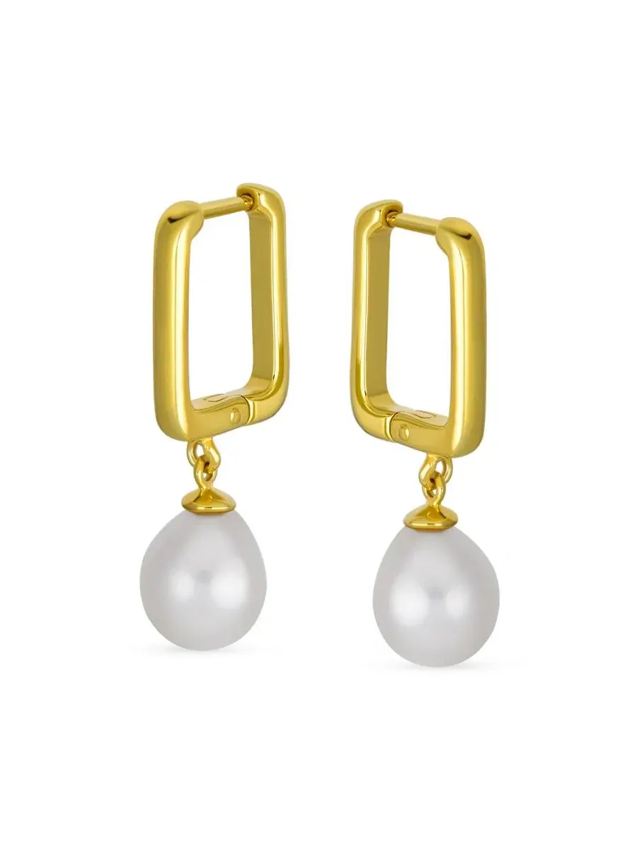 Серьги-подвески из жемчуга с позолотой Bling Jewelry — изображение 2 из 4, оттенок золотистый