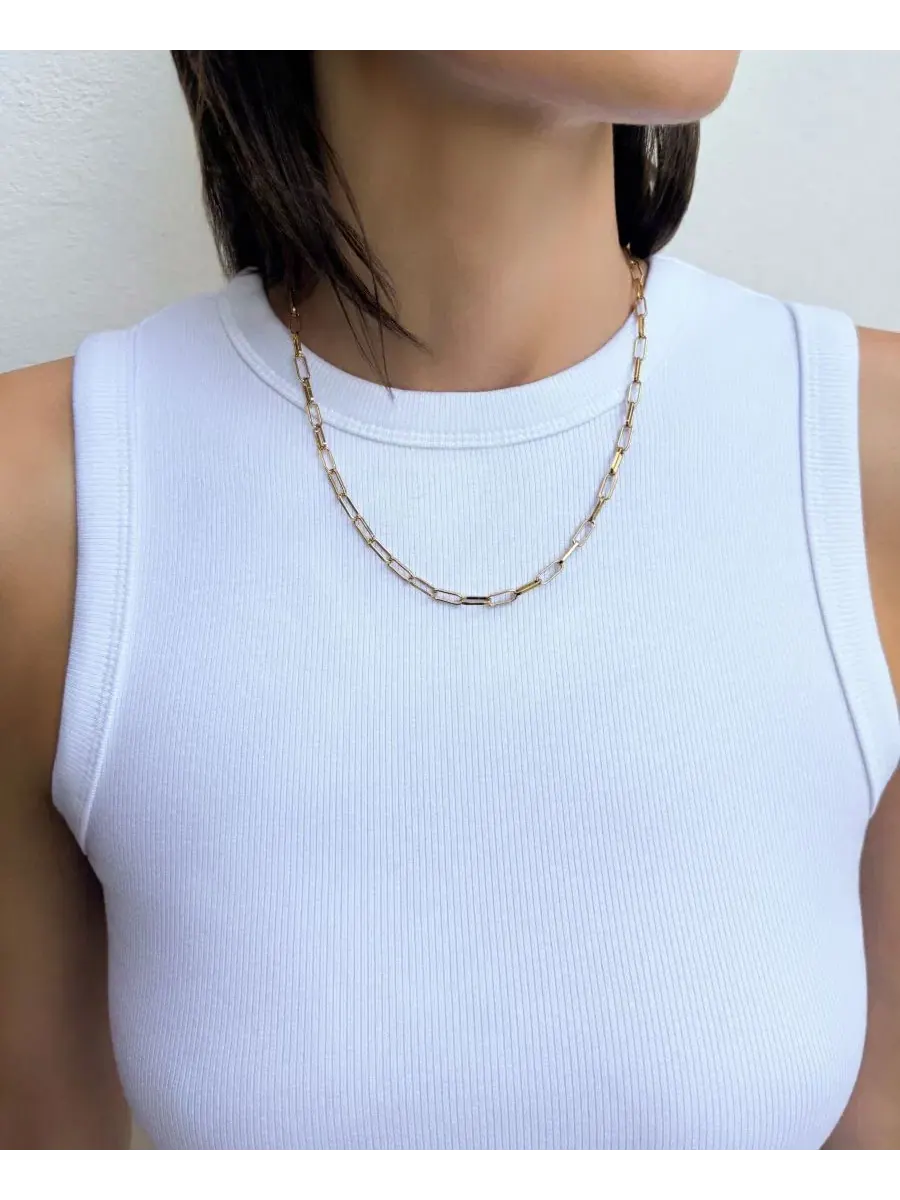 Колье-цепочка Paperclip с покрытием 18k золотом ADORNIA — изображение 2 из 3
