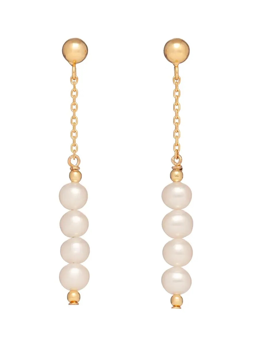 Серьги-подвески из жемчуга Cultured Freshwater Pearl — изображение 1 из 3, оттенок золотистый серебристый