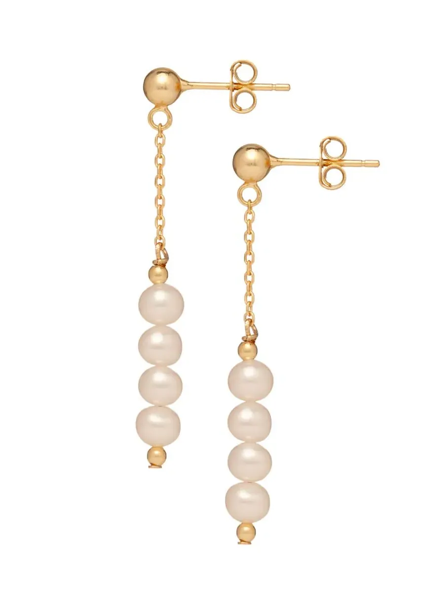 Серьги-подвески из жемчуга Cultured Freshwater Pearl — изображение 2 из 3, оттенок золотистый серебристый