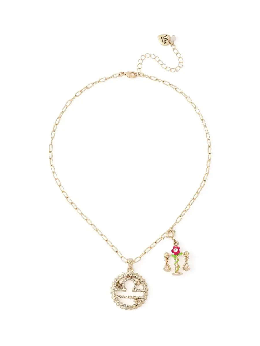 Кулон с подвеской-весами и символом Весов Betsey Johnson — изображение 1 из 7, оттенок фуксия