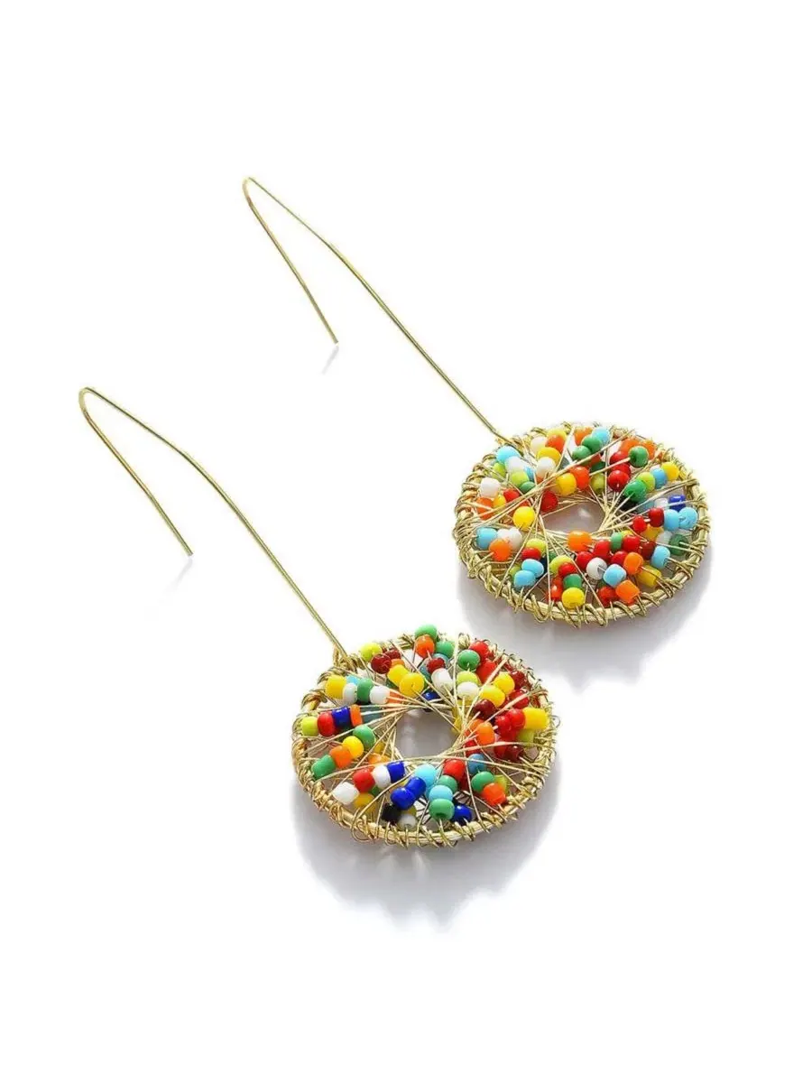 Серьги-подвески с бусинами Multicolour SOHI — изображение 1 из 4, оттенок многоцветный