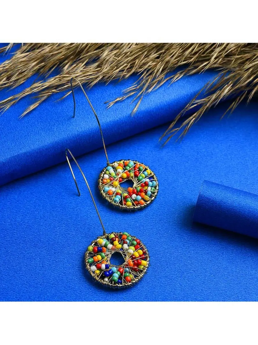 Серьги-подвески с бусинами Multicolour SOHI — изображение 2 из 4, оттенок многоцветный