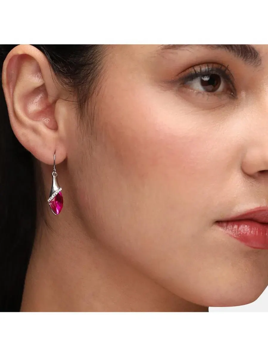 Женские серьги-подвески Marquise Drop SOHI — изображение 2 из 5, оттенок розовый