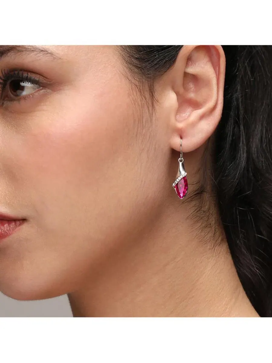 Женские серьги-подвески Marquise Drop SOHI — изображение 3 из 5, оттенок розовый