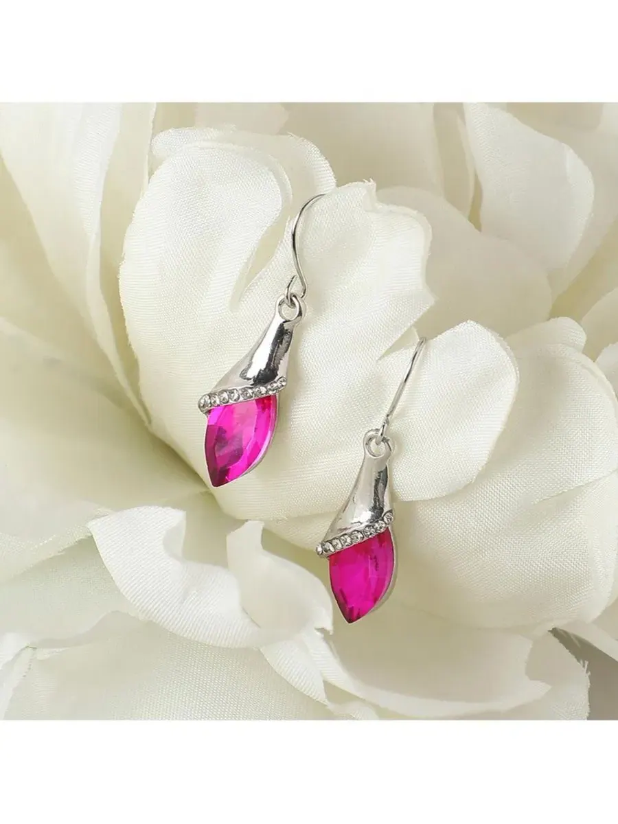 Женские серьги-подвески Marquise Drop SOHI — изображение 4 из 5, оттенок розовый
