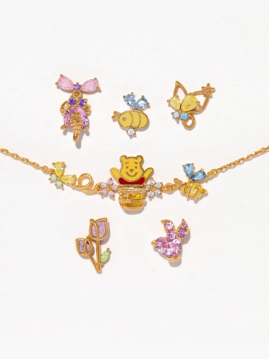 Браслет с кристаллами и эмалью, Winnie Pooh Girls Crew — изображение 2 из 3, оттенок золото