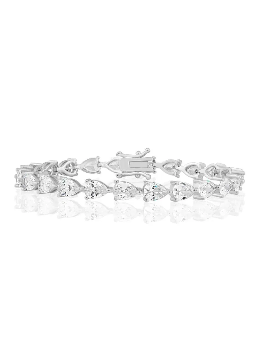 Браслет-теннис с грушевидными кристаллами CZ Radiant Pearshaped CZ Tennis Bracelet Simona — изображение 1 из 3
