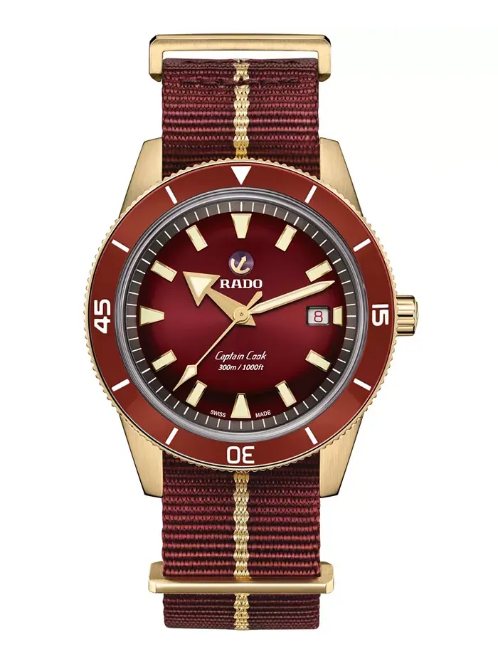 Мужские автоматические часы Swiss Automatic Captain Cook с красным ремешком NATO, 42 мм Rado — изображение 1 из 4