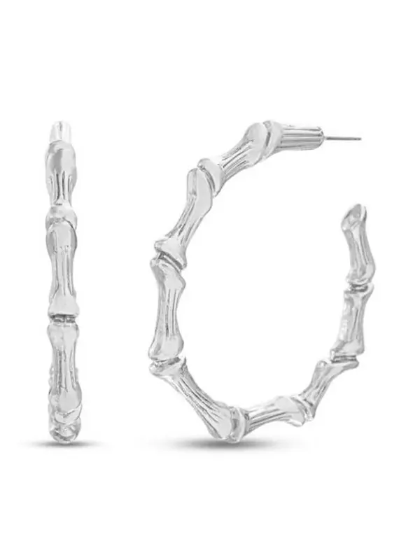 Серебряные бамбуковые серьги-кольца Kensie — изображение 1 из 1, оттенок серебряный