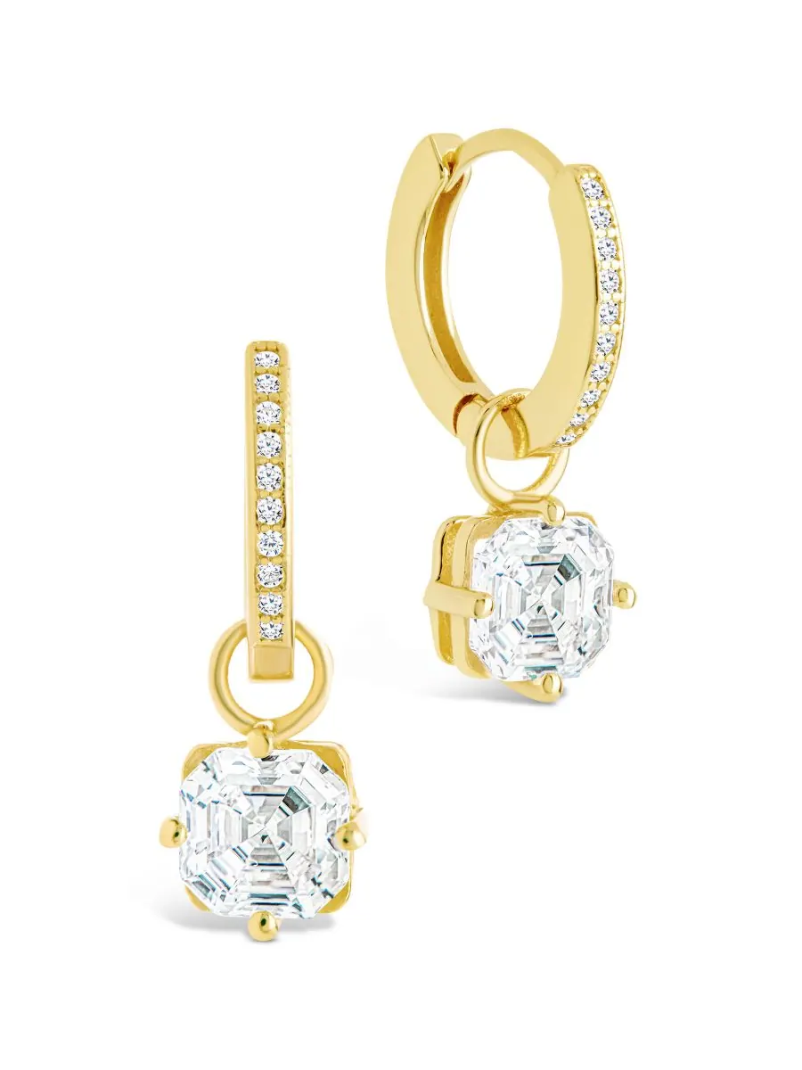 Серьги-подвески из стерлингового серебра Augusta с фианитами огранки Ашер Sterling Forever — изображение 1 из 5