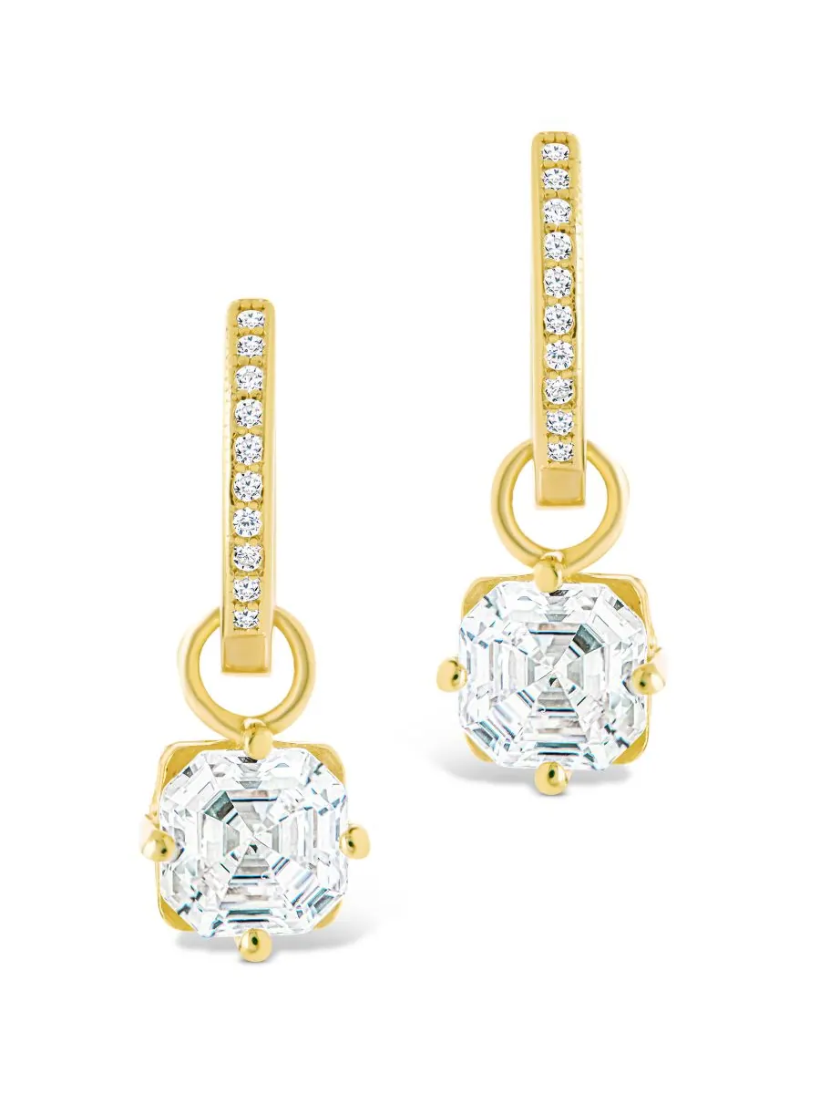 Серьги-подвески из стерлингового серебра Augusta с фианитами огранки Ашер Sterling Forever — изображение 2 из 5
