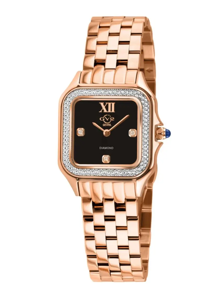 Женские часы Milán Swiss Quartz Diamond IP Stainless Steel Bracelet Watch GV2 by Gevril — изображение 1 из 3, оттенок розовый