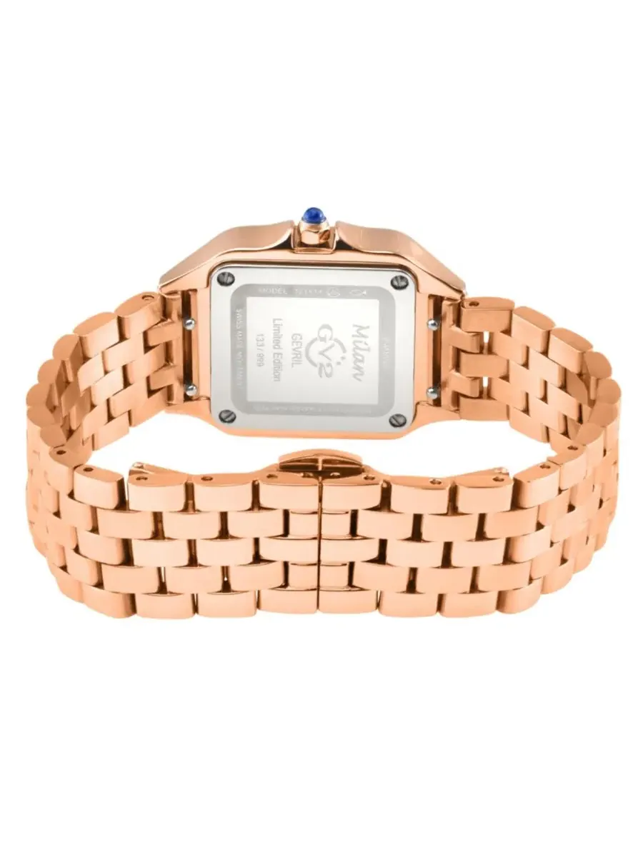 Женские часы Milán Swiss Quartz Diamond IP Stainless Steel Bracelet Watch GV2 by Gevril — изображение 2 из 3, оттенок розовый