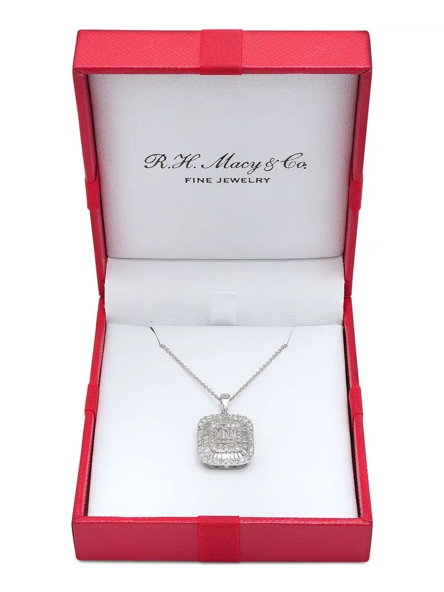 Кулон-подвеска с бриллиантами круглой и багетной огранки, 1 ct. t.w. — изображение 2 из 6, оттенок золотистый