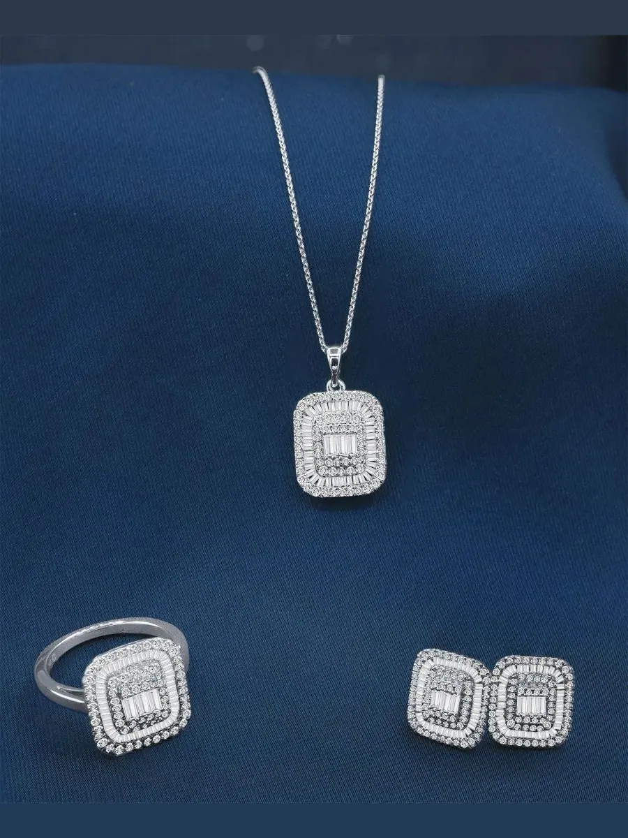 Кулон-подвеска с бриллиантами круглой и багетной огранки, 1 ct. t.w. — изображение 4 из 6, оттенок золотистый