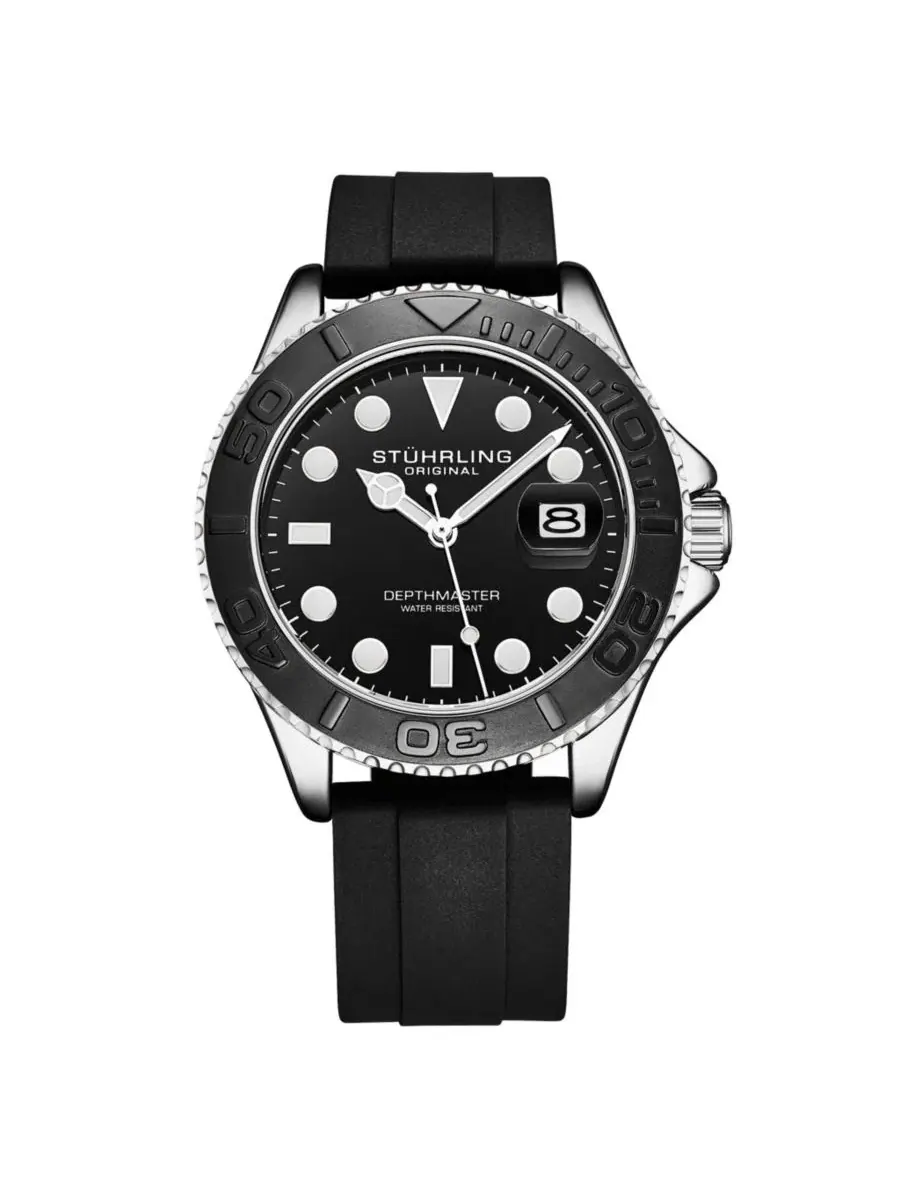 Мужские часы для дайвинга Depthmaster 4072, 42 мм, с черным циферблатом Stuhrling — изображение 1 из 4, оттенок нет цвета