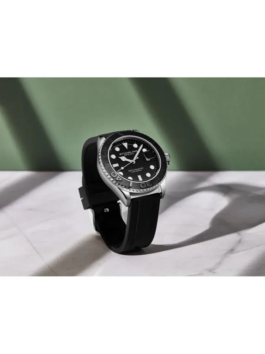 Мужские часы для дайвинга Depthmaster 4072, 42 мм, с черным циферблатом Stuhrling — изображение 3 из 4, оттенок нет цвета