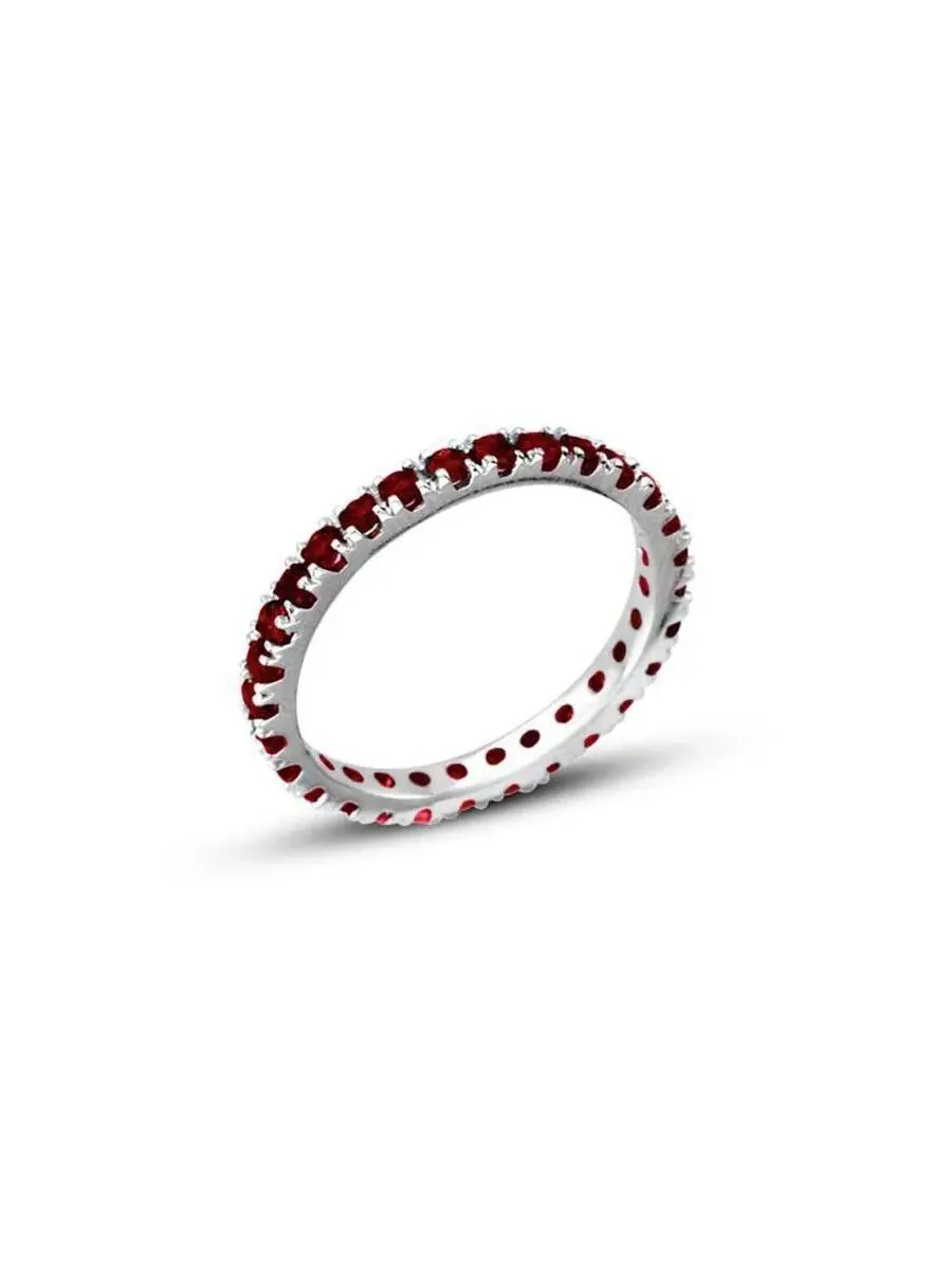 Кольцо из золота 14K с изумрудом, модель Eternity Band Suzy Levian New York — изображение 2 из 3, оттенок красный