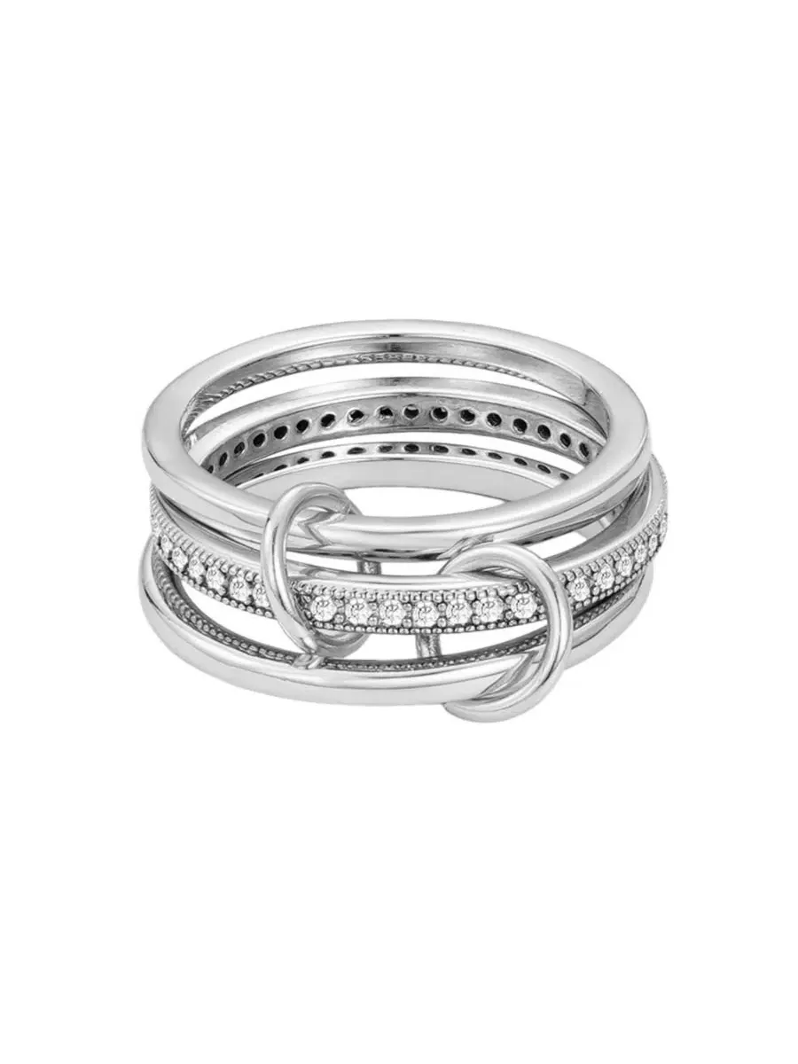 Комплект из 3 колец Connected Silver Stack ADORNIA — изображение 1 из 5, оттенок серебряный