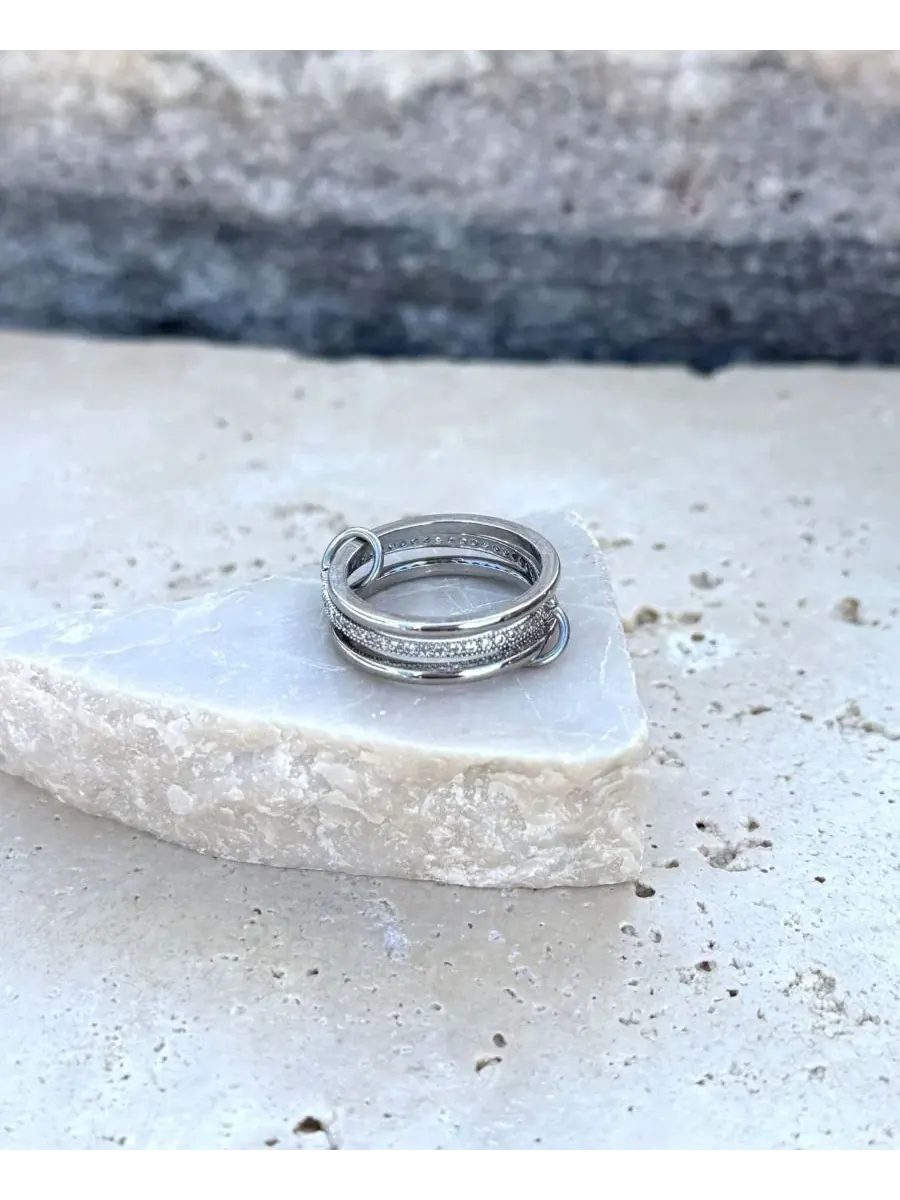 Комплект из 3 колец Connected Silver Stack ADORNIA — изображение 3 из 5, оттенок серебряный