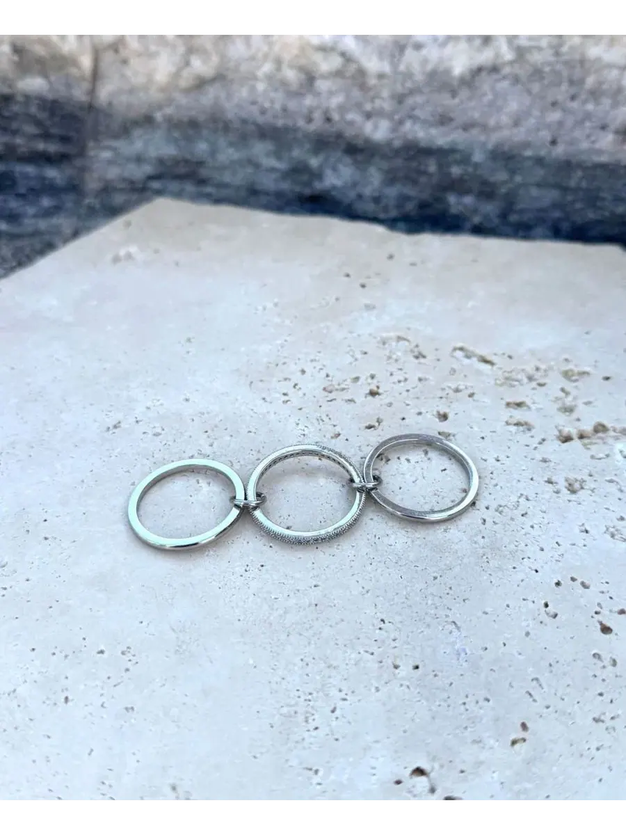 Комплект из 3 колец Connected Silver Stack ADORNIA — изображение 4 из 5, оттенок серебряный