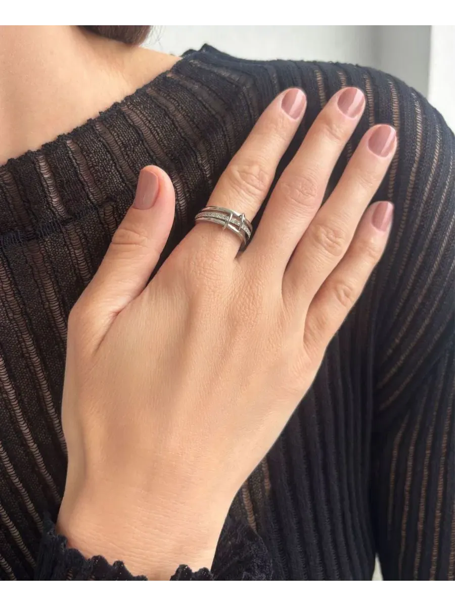 Комплект из 3 колец Connected Silver Stack ADORNIA — изображение 5 из 5, оттенок серебряный