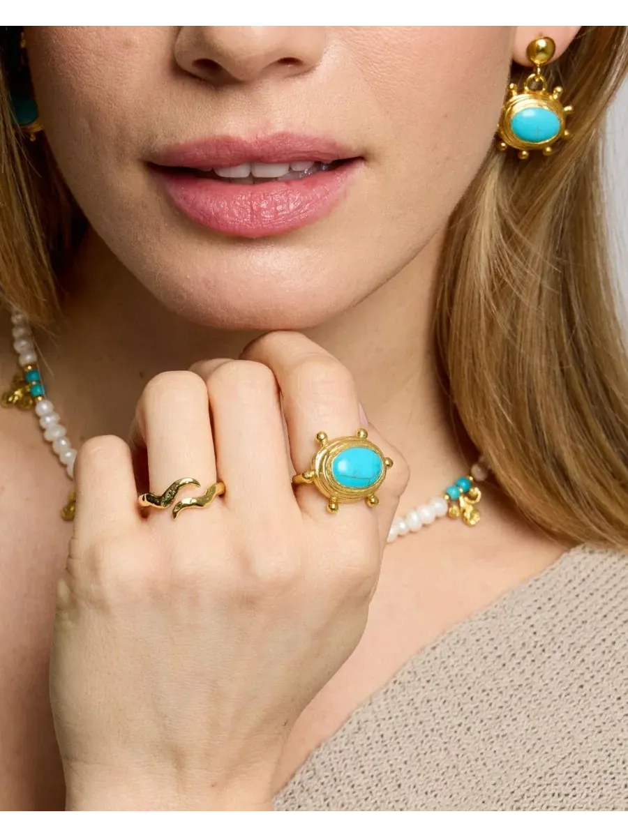 Кольцо с бирюзой, модель Zand Turquoise Cocktail Ottoman Hands — изображение 4 из 7, оттенок золото