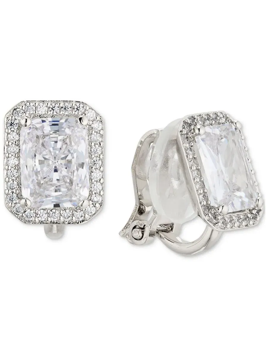 Серьги-клипсы с кристаллами и ореолом Crystal Halo Eliot Danori — серебристый
