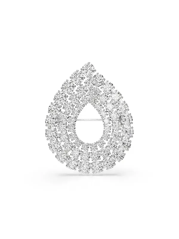 Белая брошь Matrix с родиевым покрытием Swarovski