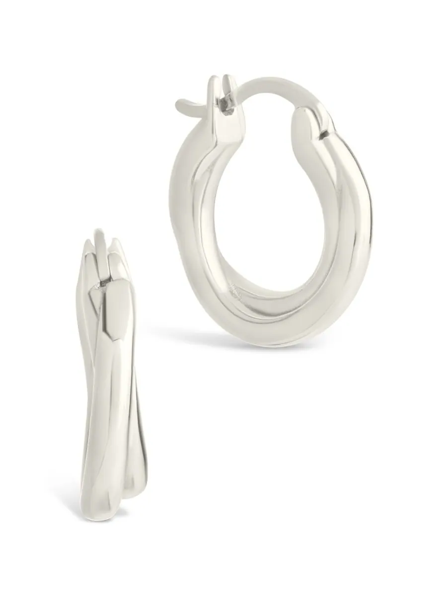 Серьги-кольца Janice из стерлингового серебра с витой основой Sterling Forever — изображение 1 из 5, оттенок серебряный